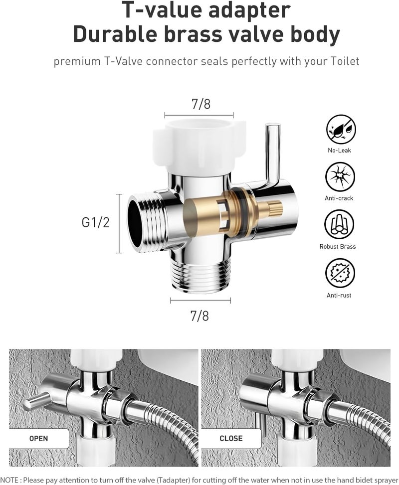 WEIDMAX Handheld Toilet Bidet Sprayer for Toilet-Adjustable Water Pressure Control with Bidet Hose for Feminine Wash, Stainless Steel Brushed Nickel Bidet Faucet Cloth Diaper for Baby Wash - Image 4